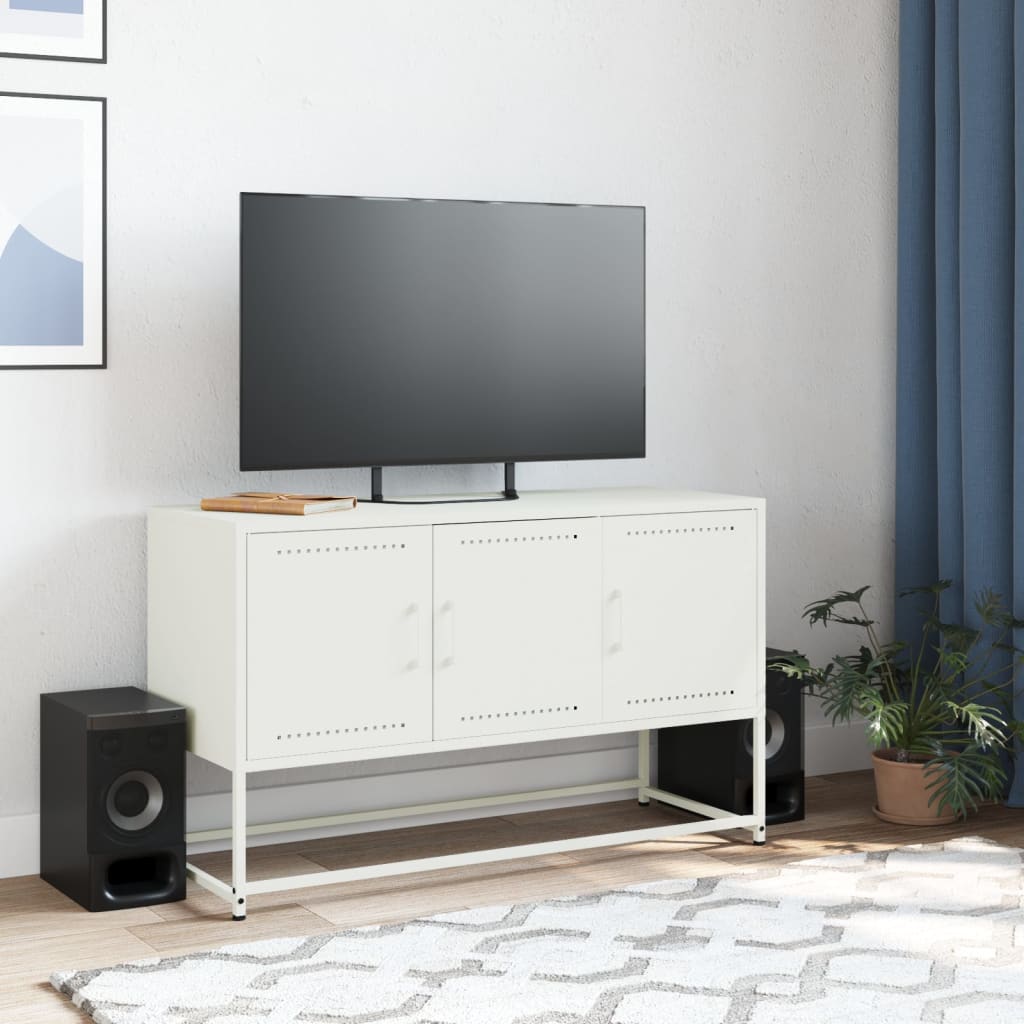 Meuble TV blanc 100,5x39x60,5 cm acier - XIOS