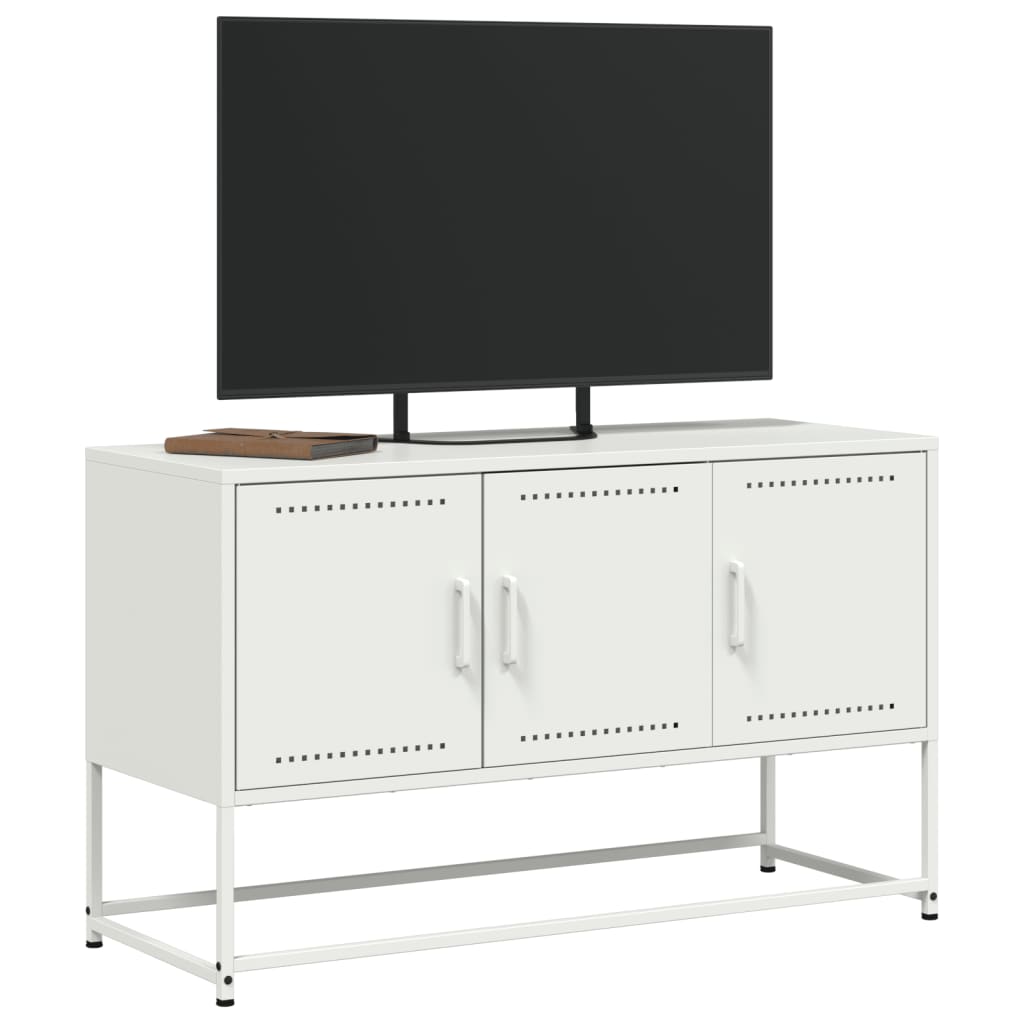 Meuble TV blanc 100,5x39x60,5 cm acier - XIOS