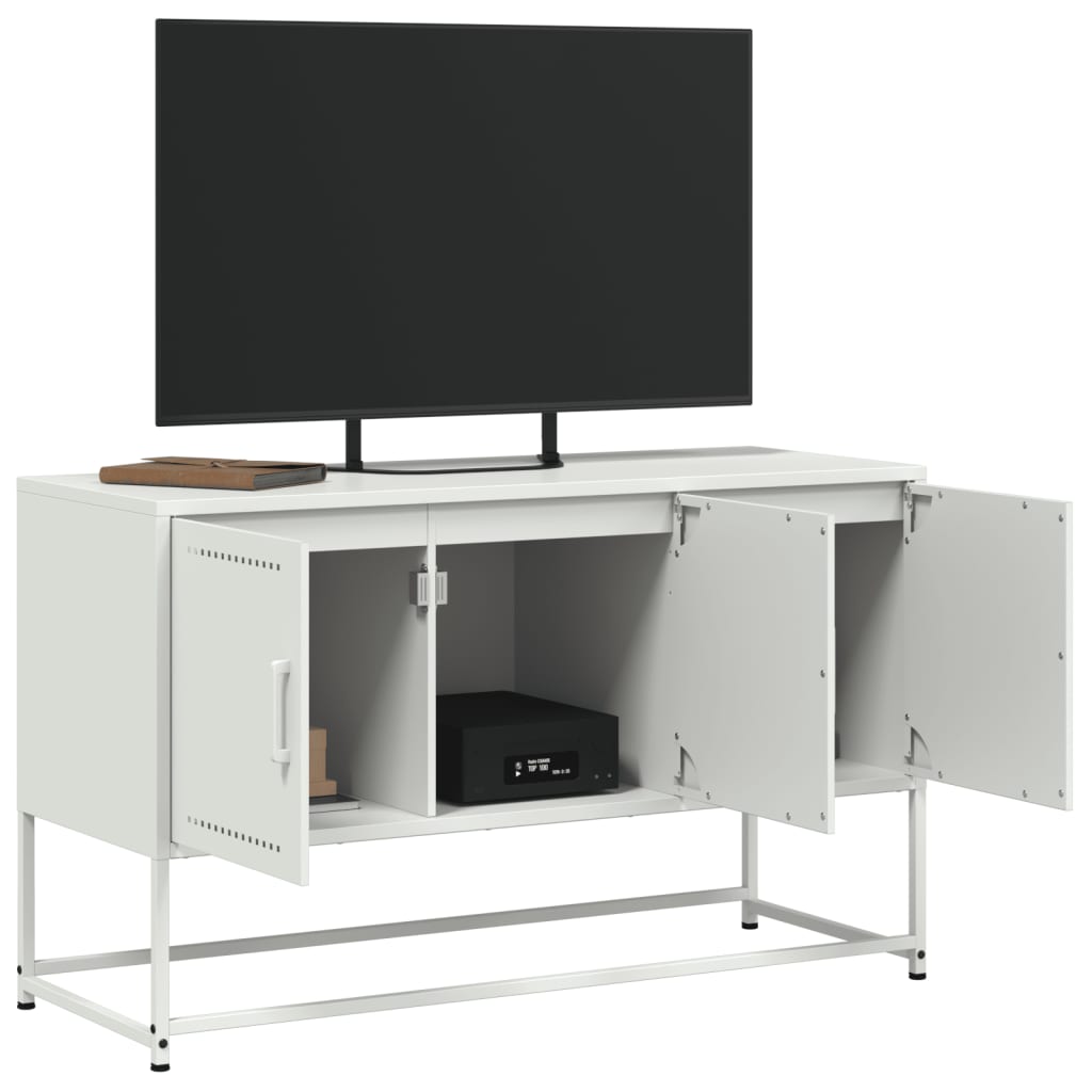Meuble TV blanc 100,5x39x60,5 cm acier - XIOS