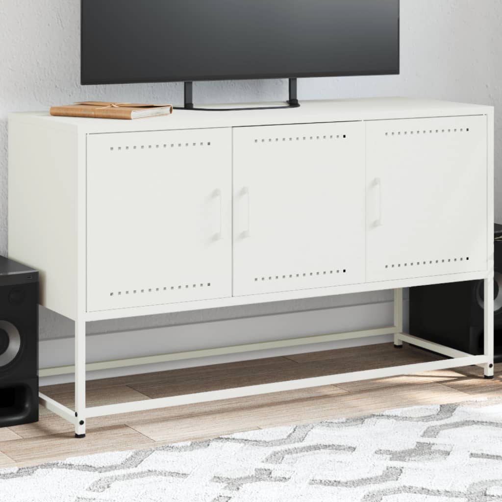 Meuble TV blanc 100,5x39x60,5 cm acier - XIOS