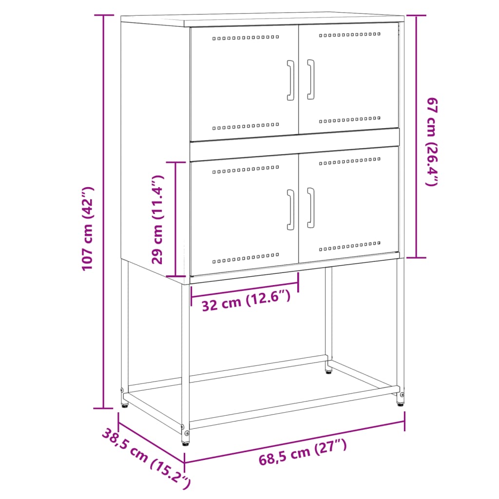 Buffet rose 68,5x38,5x107 cm acier - XIOS