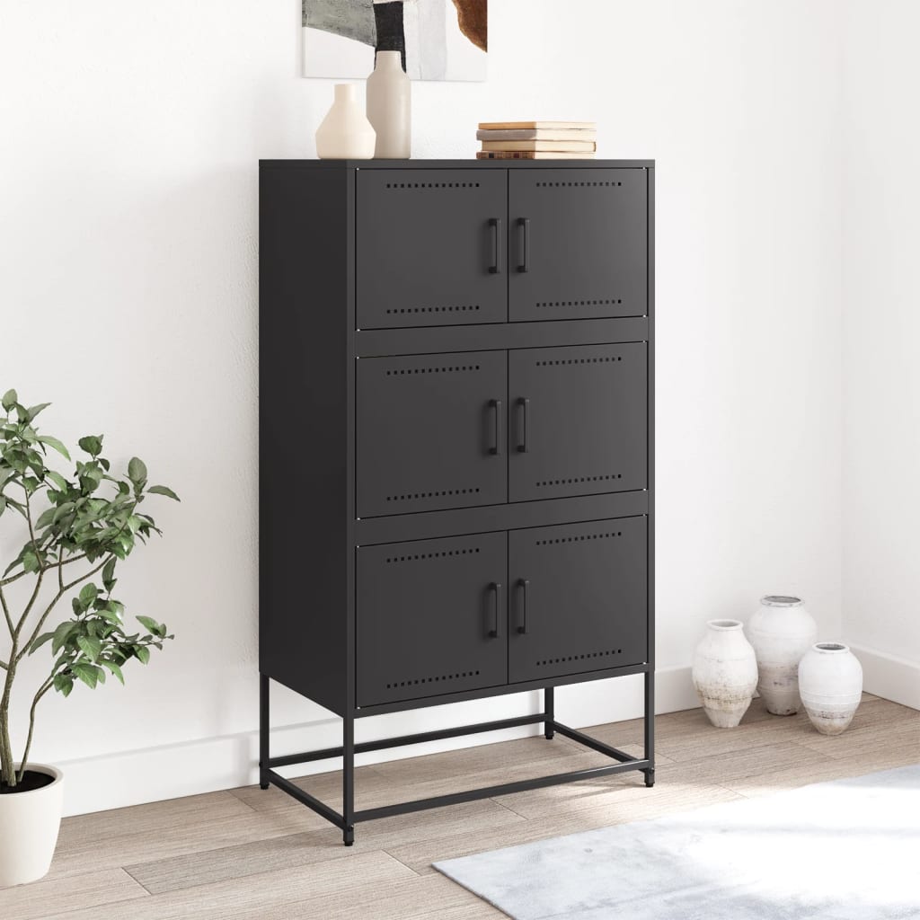 Buffet noir 68,5x38,5x123,5 cm acier - XIOS