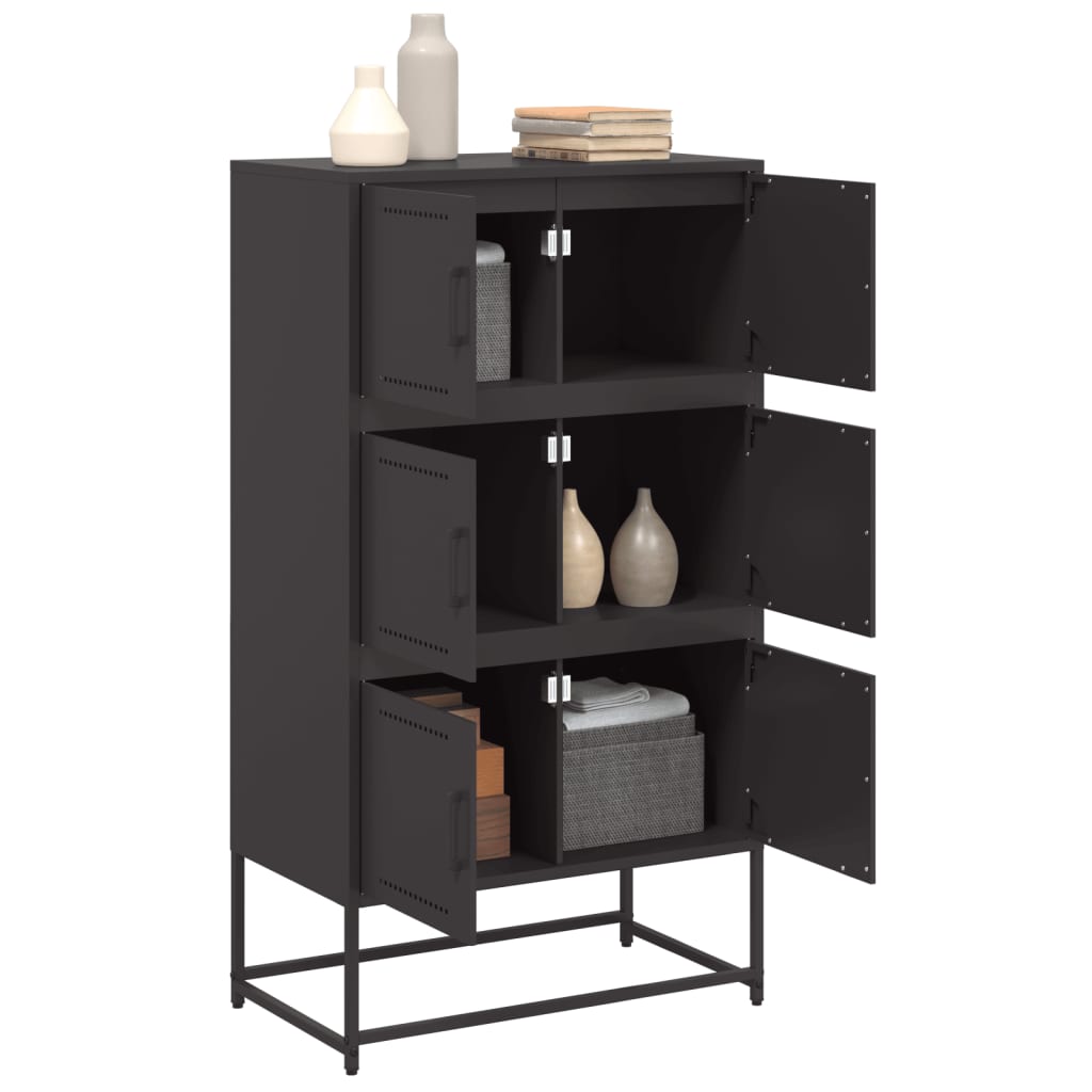 Buffet noir 68,5x38,5x123,5 cm acier - XIOS