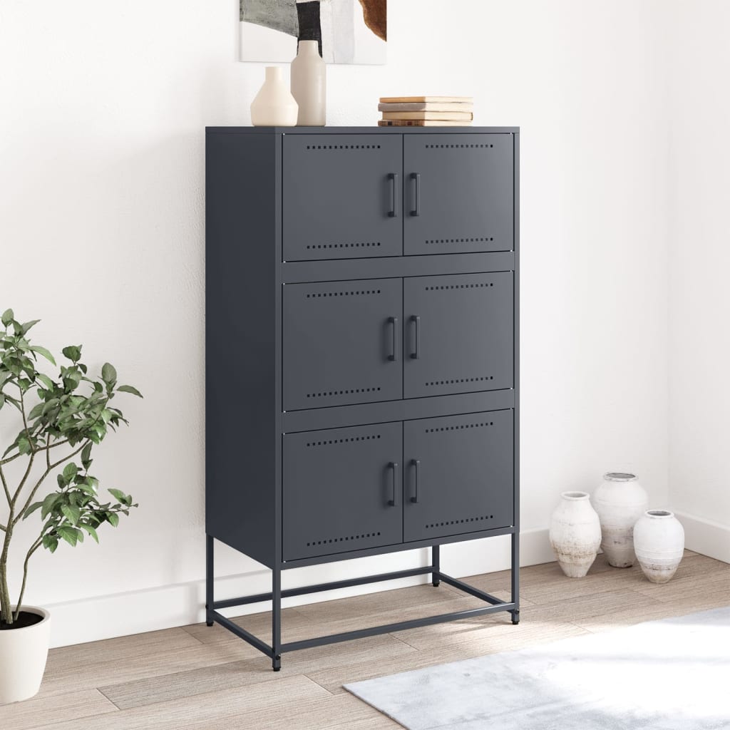 Buffet anthracite 68,5x38,5x123,5 cm acier - XIOS