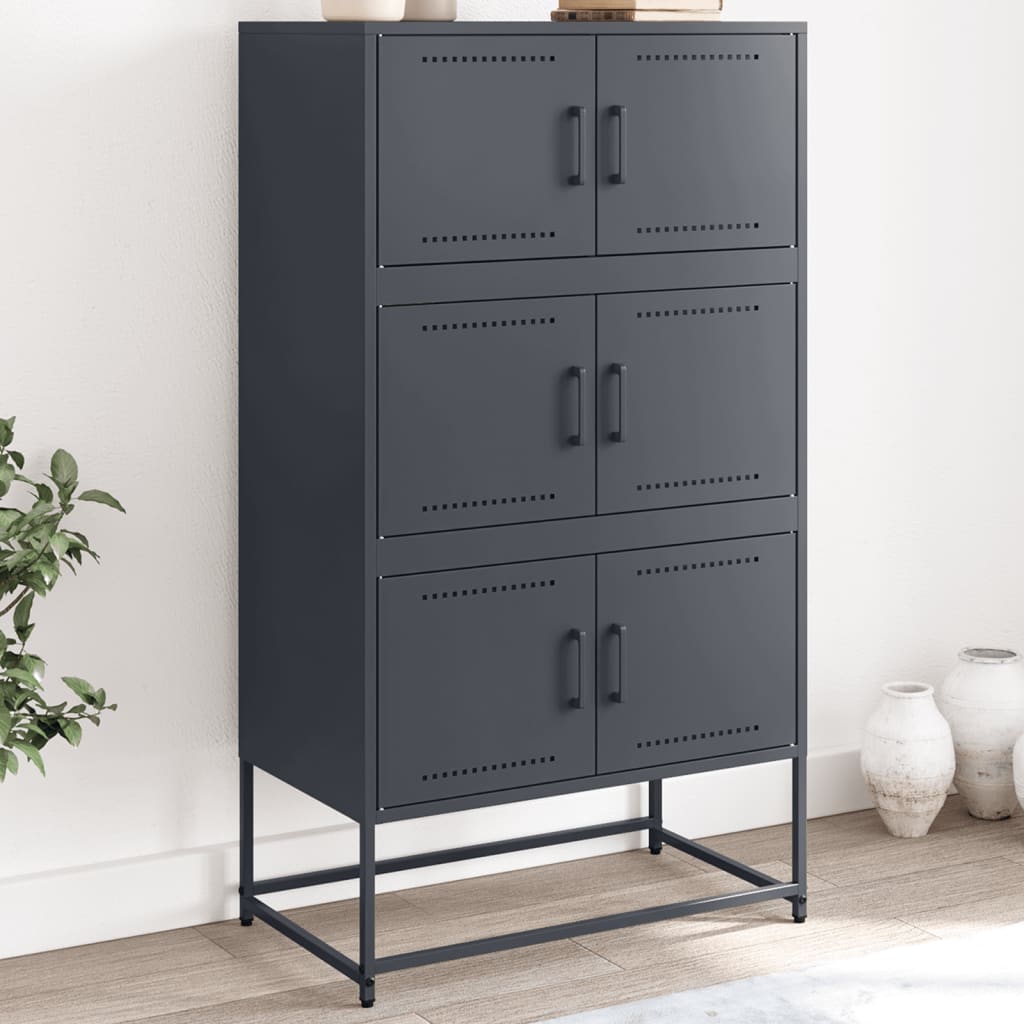 Buffet anthracite 68,5x38,5x123,5 cm acier - XIOS