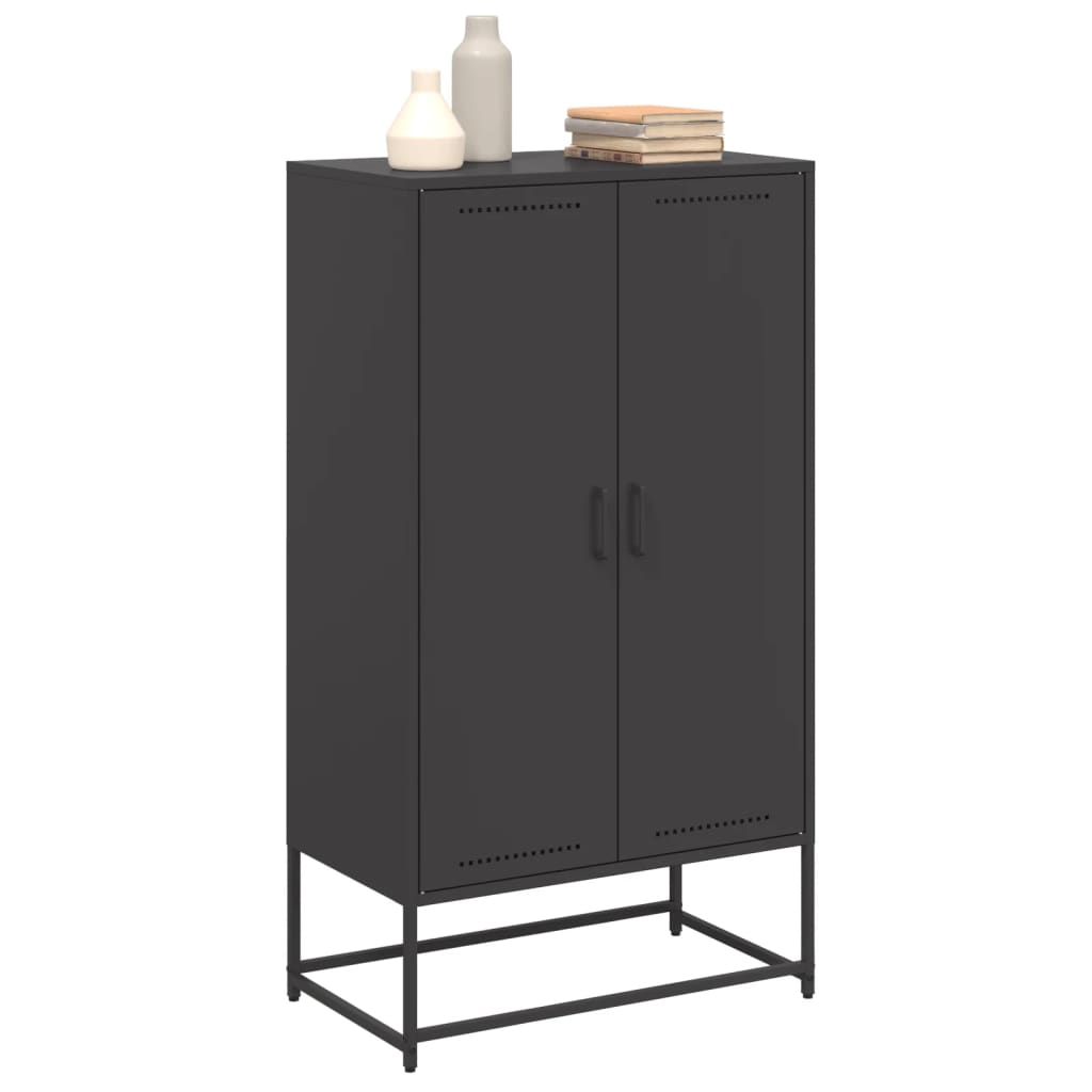 Buffet haut noir 68,5x38,5x123,5 cm acier - XIOS