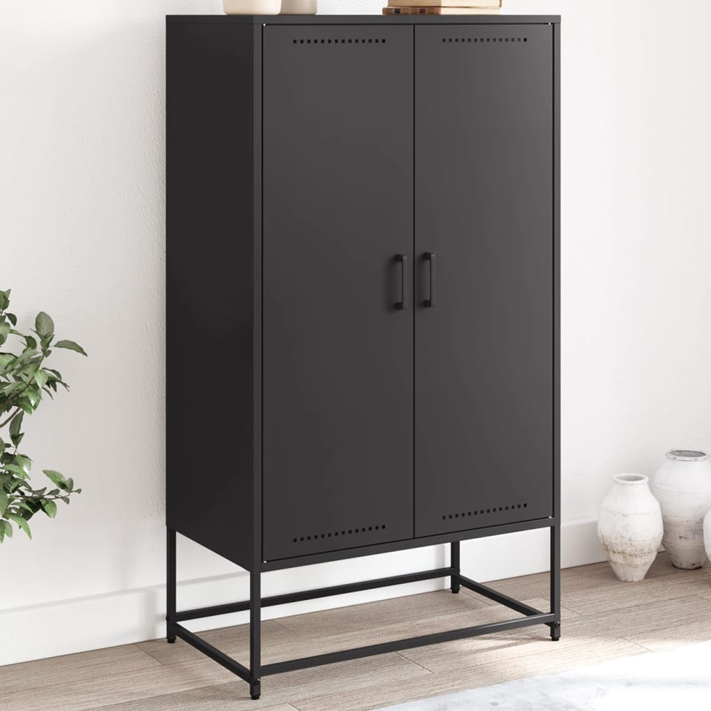 Buffet haut noir 68,5x38,5x123,5 cm acier - XIOS