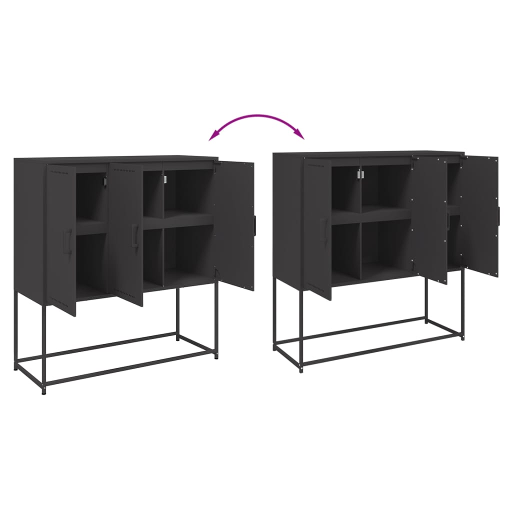 Buffet haut noir 100,5x39x107 cm acier - XIOS