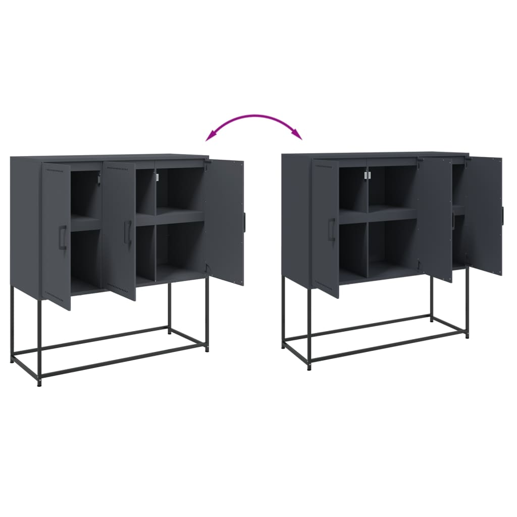 Buffet haut anthracite 100,5x39x107 cm acier - XIOS