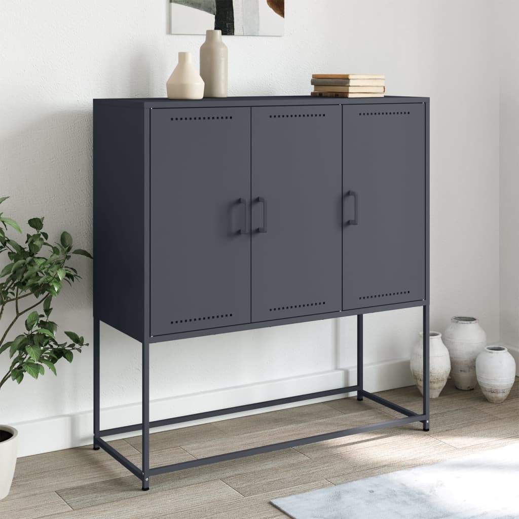 Buffet haut anthracite 100,5x39x107 cm acier - XIOS