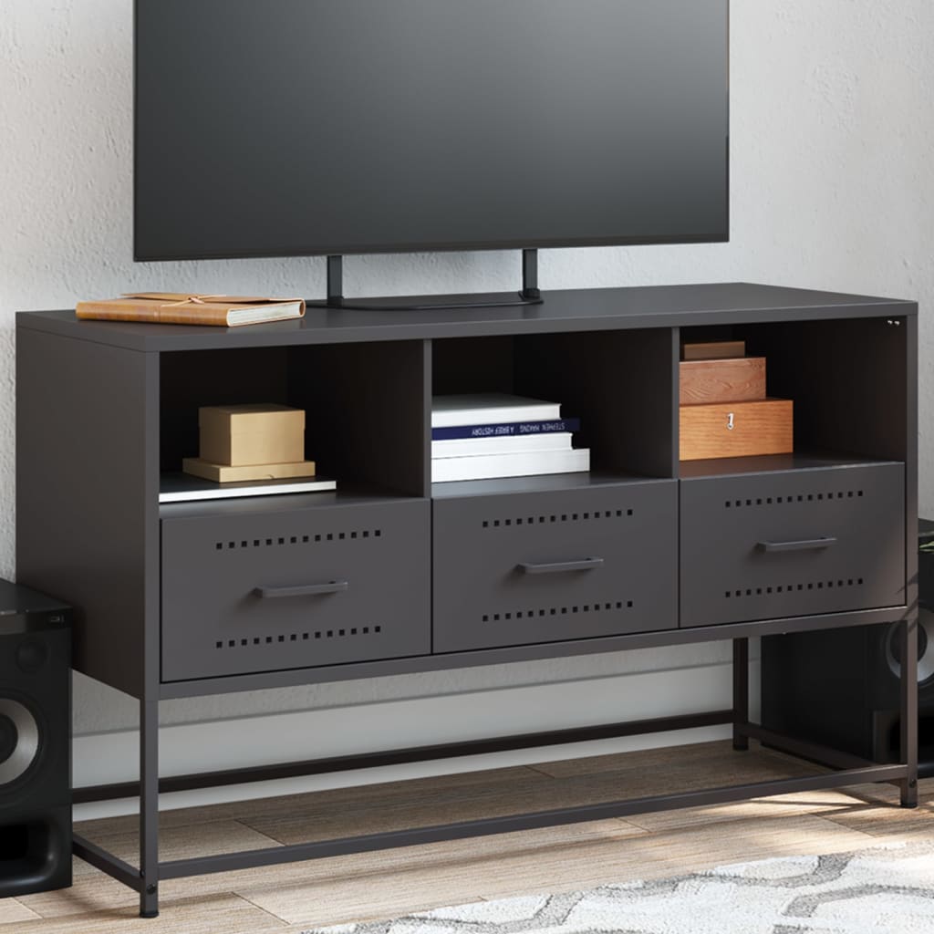 Meuble TV noir 100,5x39x60,5 cm acier - XIOS