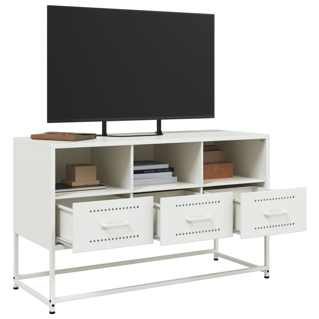 Meuble TV blanc 100,5x39x60,5 cm acier - XIOS