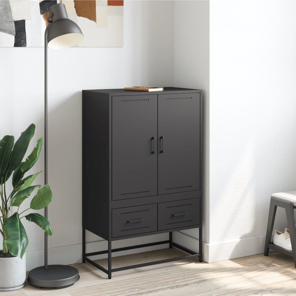 Buffet haut noir 68x39x111,5 cm acier - XIOS