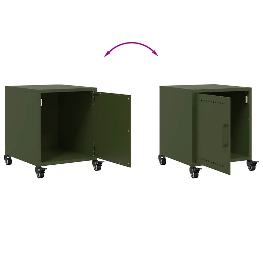 Tables de chevet 2 pcs vert olive 36x39x43,5 cm acier - XIOS