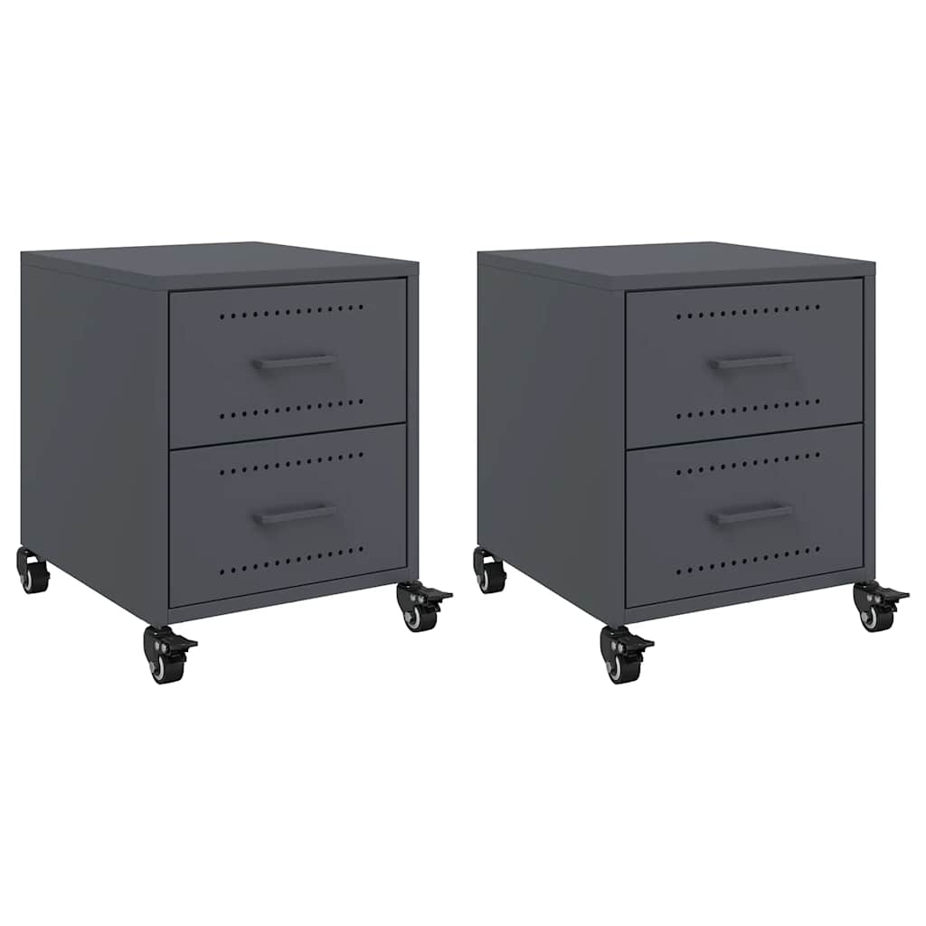 Tables de chevet 2 pcs anthracite 36x39x43,5 cm acier - XIOS