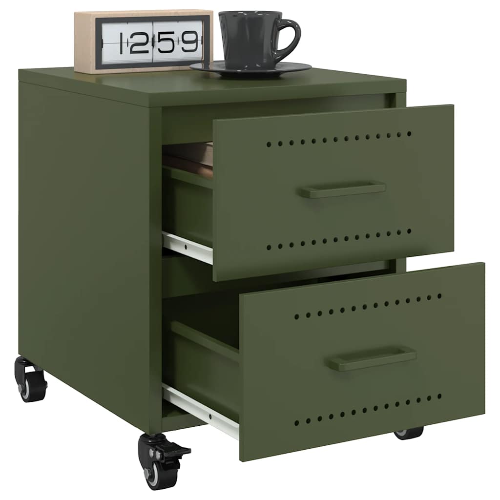 Tables de chevet 2 pcs vert olive 36x39x43,5 cm acier - XIOS
