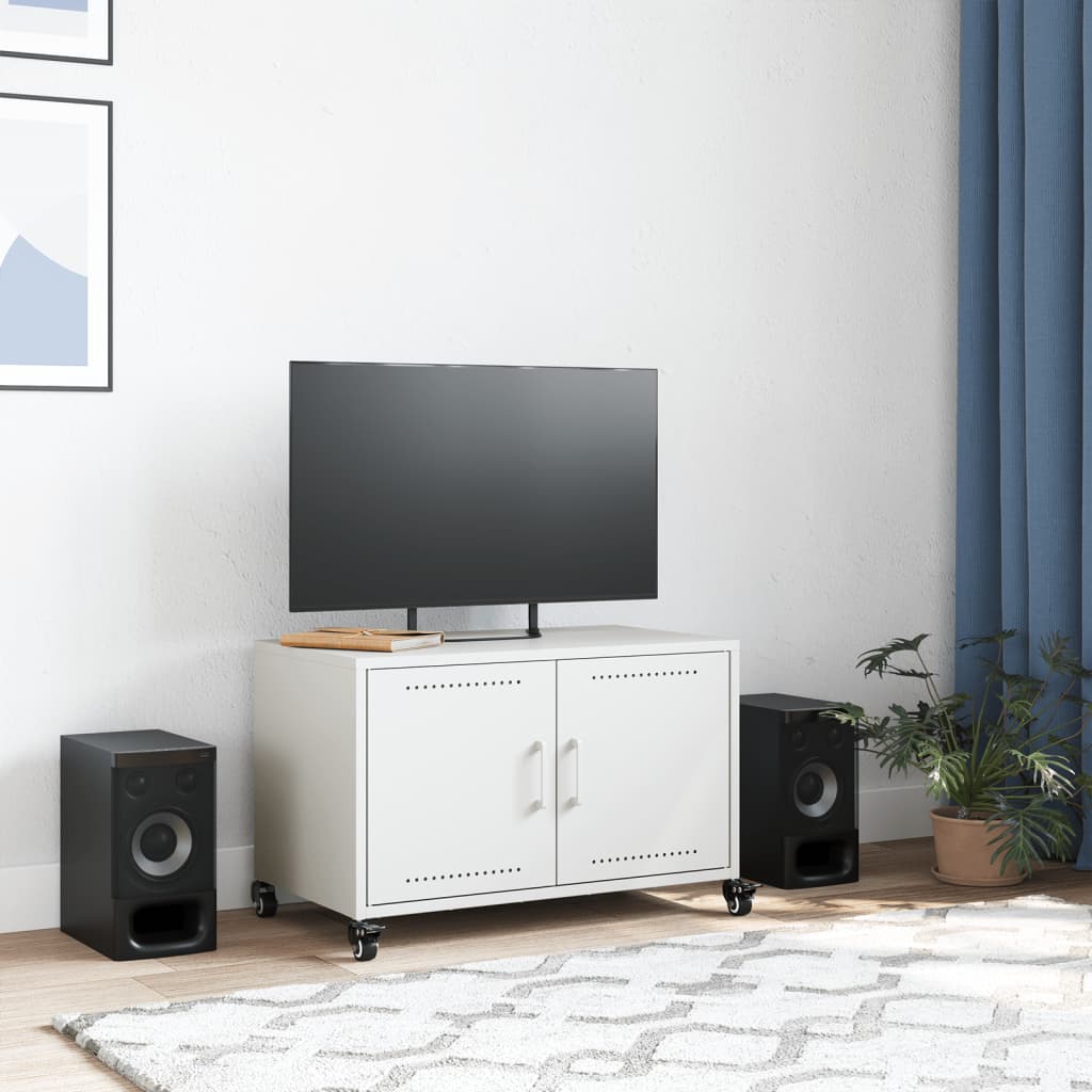 Meuble TV blanc 68x39x43,5 cm acier laminé à froid - XIOS