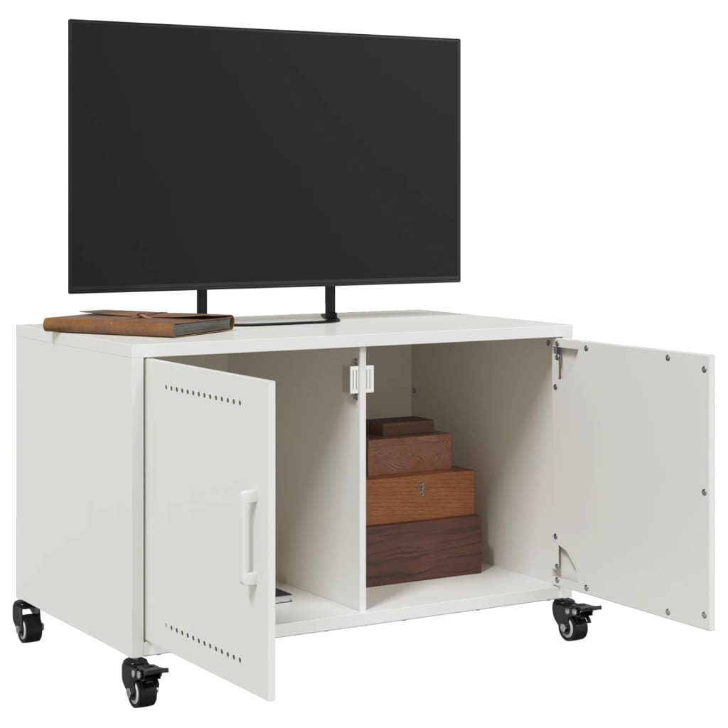 Meuble TV blanc 68x39x43,5 cm acier laminé à froid - XIOS
