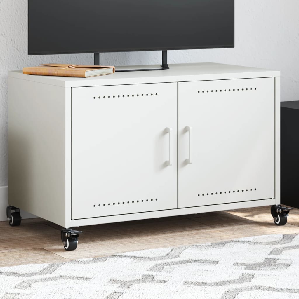 Meuble TV blanc 68x39x43,5 cm acier laminé à froid - XIOS