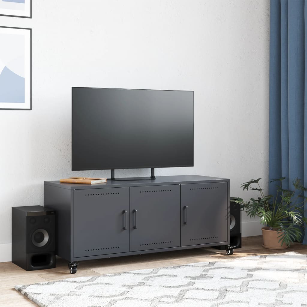 Meuble TV anthracite 100,5x39x43,5 cm acier - XIOS