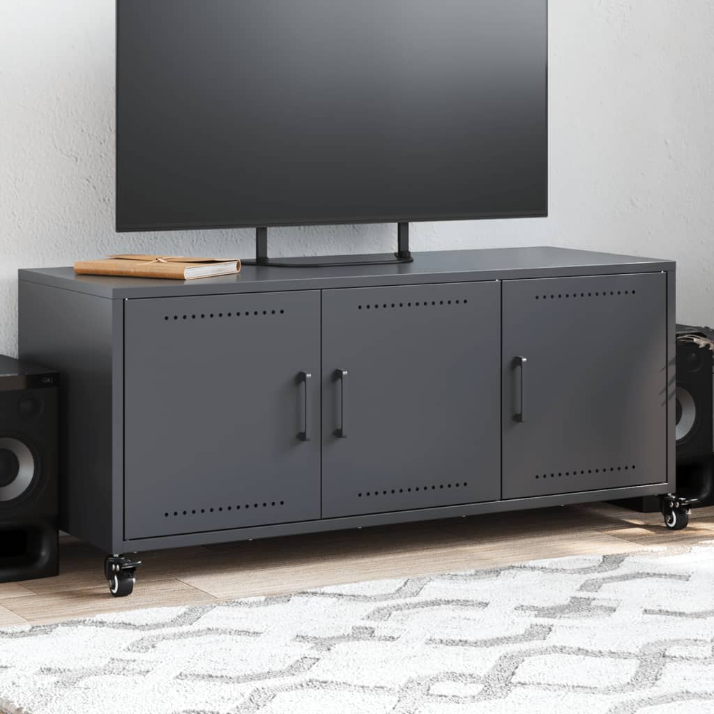 Meuble TV anthracite 100,5x39x43,5 cm acier - XIOS