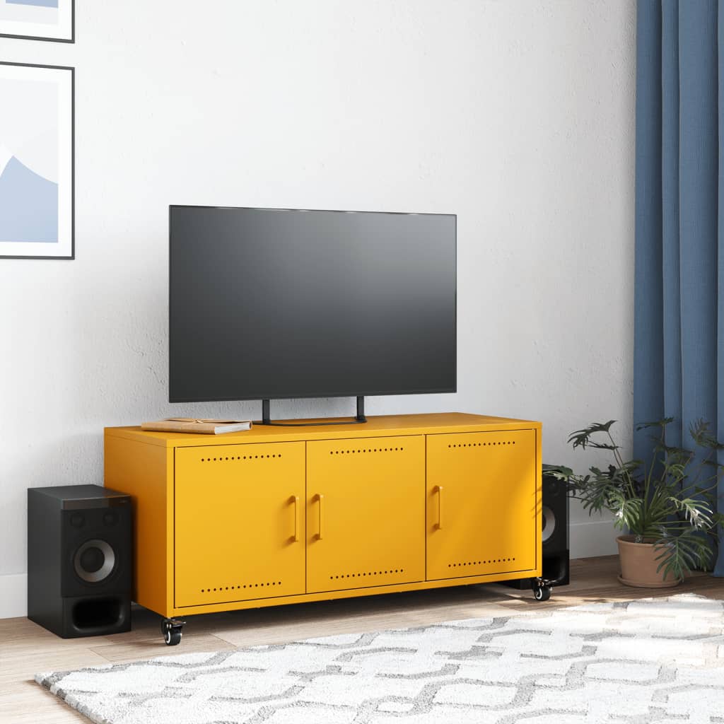 Meuble TV jaune moutarde 100,5x39x43,5 cm acier - XIOS