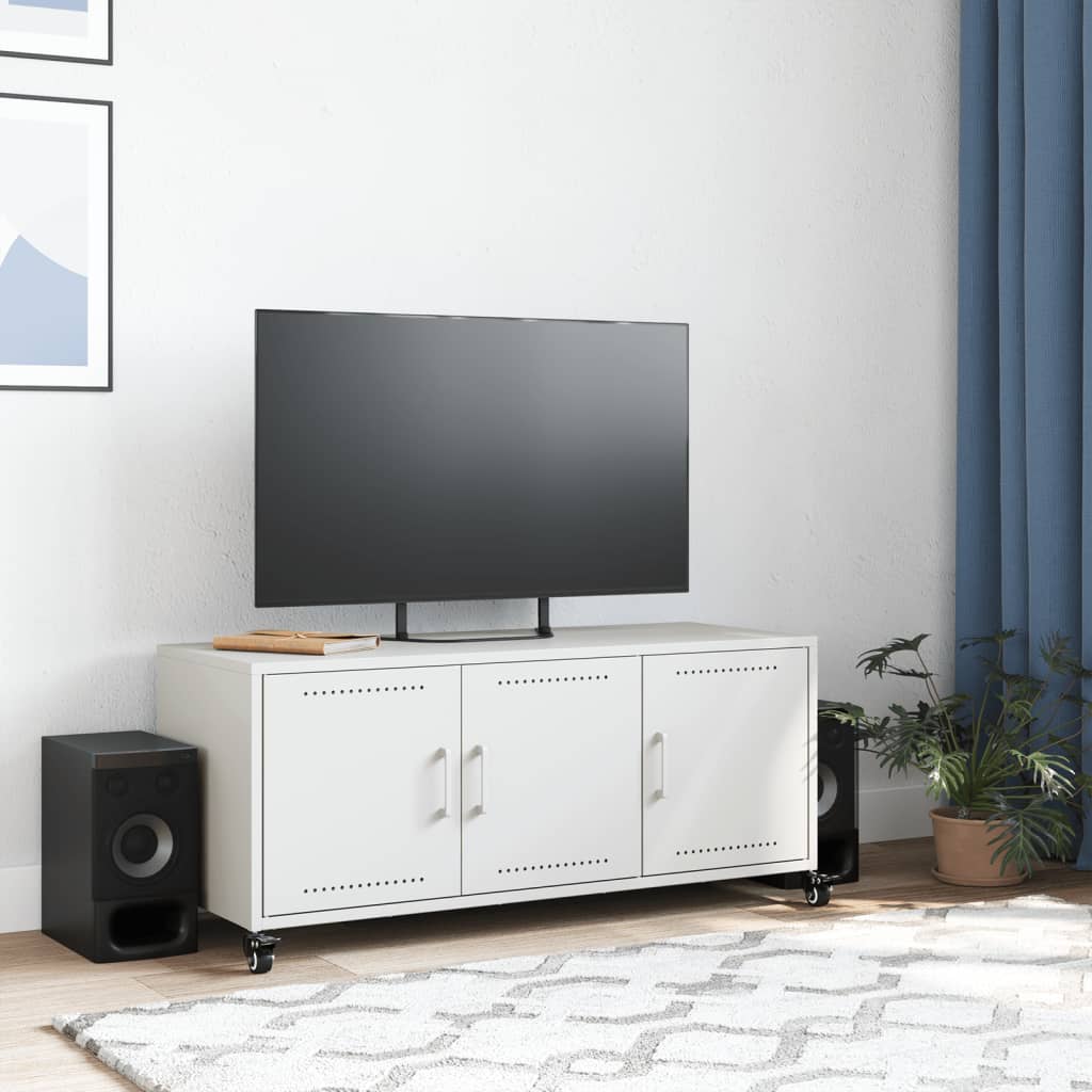 Meuble TV blanc 100,5x39x43,5 cm acier - XIOS