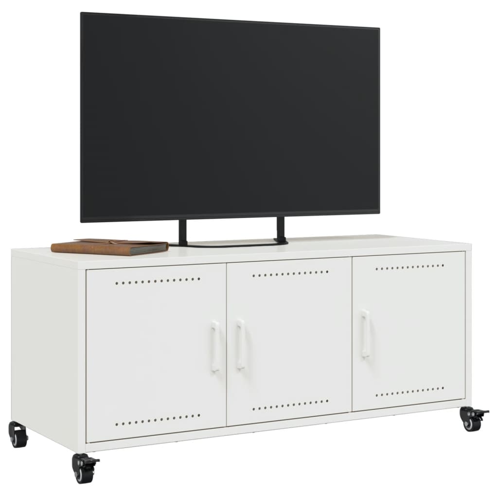 Meuble TV blanc 100,5x39x43,5 cm acier - XIOS