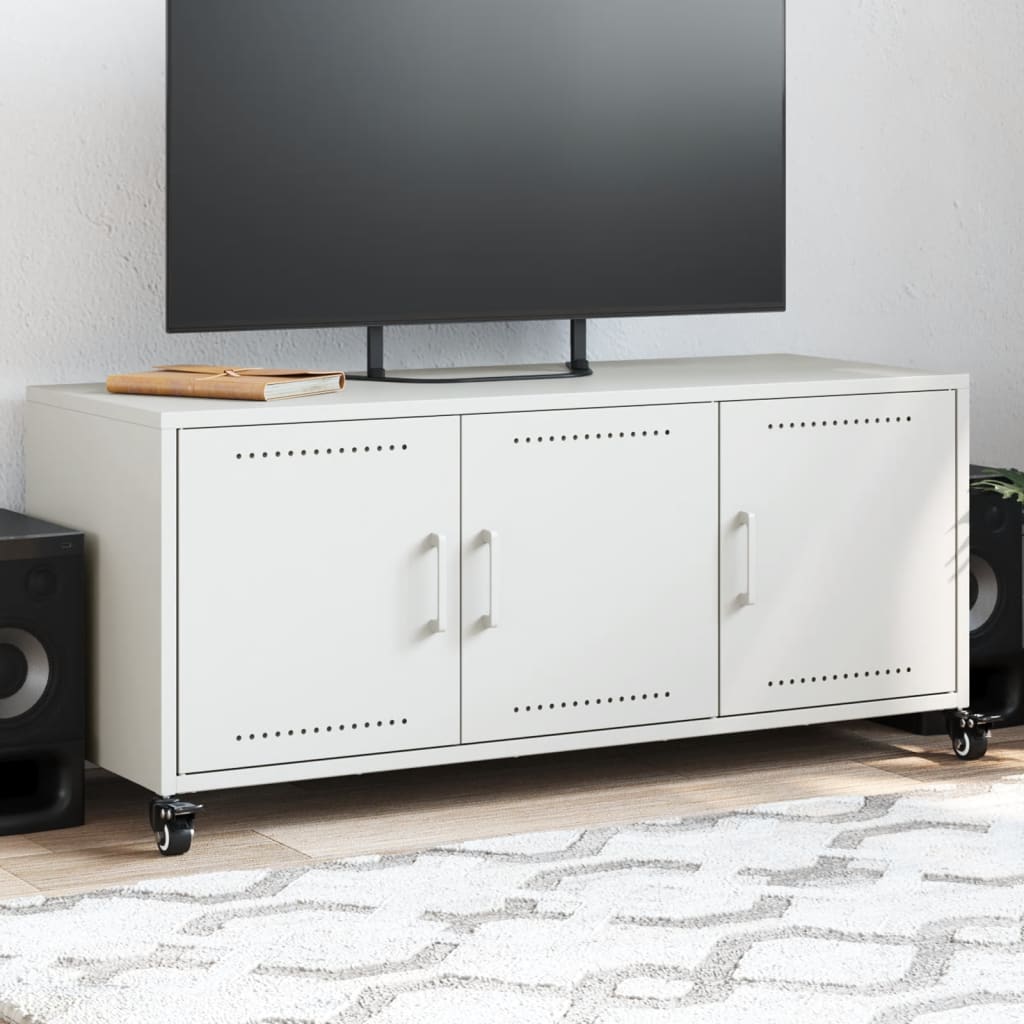 Meuble TV blanc 100,5x39x43,5 cm acier - XIOS