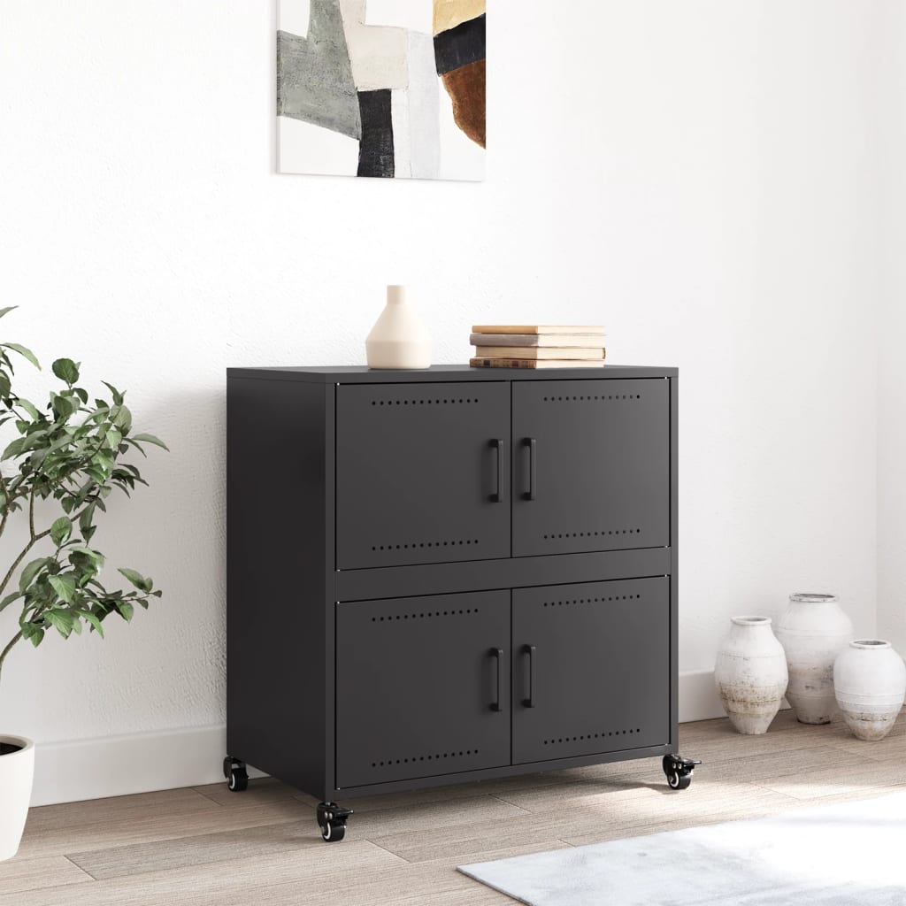 Buffet noir 68x39x72 cm acier - XIOS