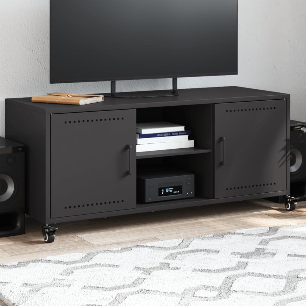 Meuble TV noir 100,5x39x43,5 cm acier - XIOS