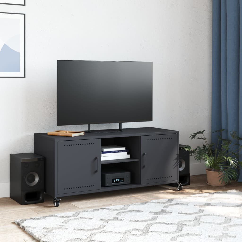 Meuble TV anthracite 100,5x39x43,5 cm acier - XIOS