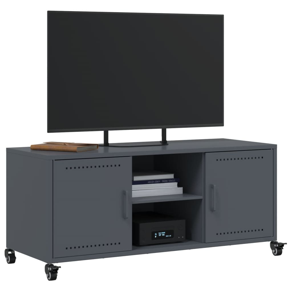 Meuble TV anthracite 100,5x39x43,5 cm acier - XIOS
