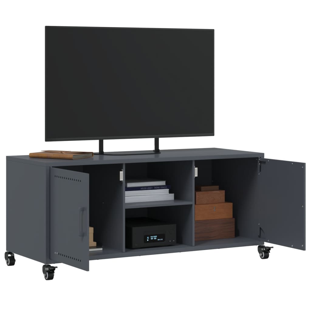 Meuble TV anthracite 100,5x39x43,5 cm acier - XIOS