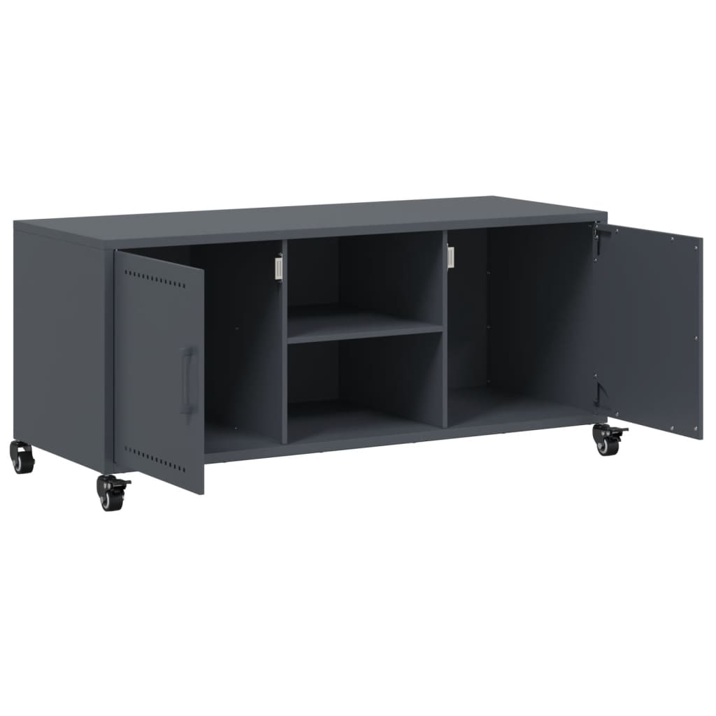 Meuble TV anthracite 100,5x39x43,5 cm acier - XIOS
