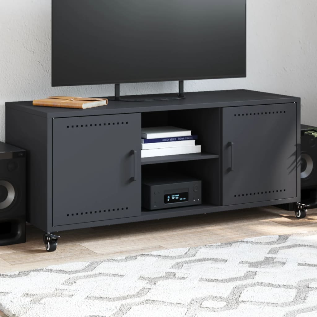 Meuble TV anthracite 100,5x39x43,5 cm acier - XIOS