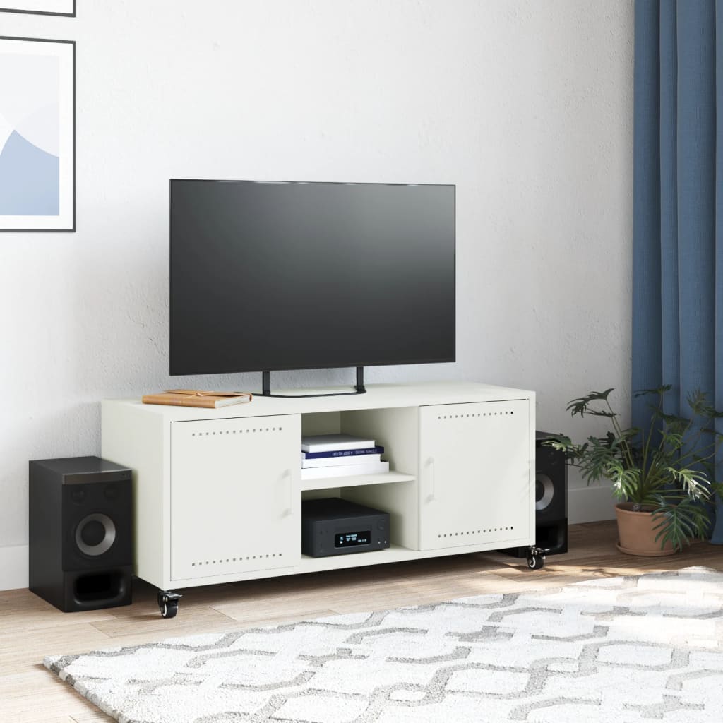 Meuble TV blanc 100,5x39x43,5 cm acier - XIOS