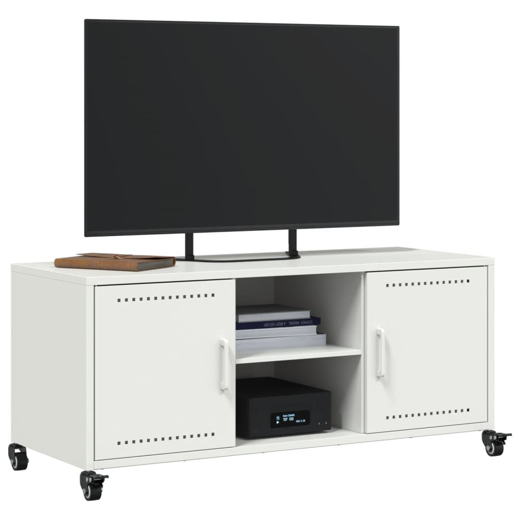 Meuble TV blanc 100,5x39x43,5 cm acier - XIOS