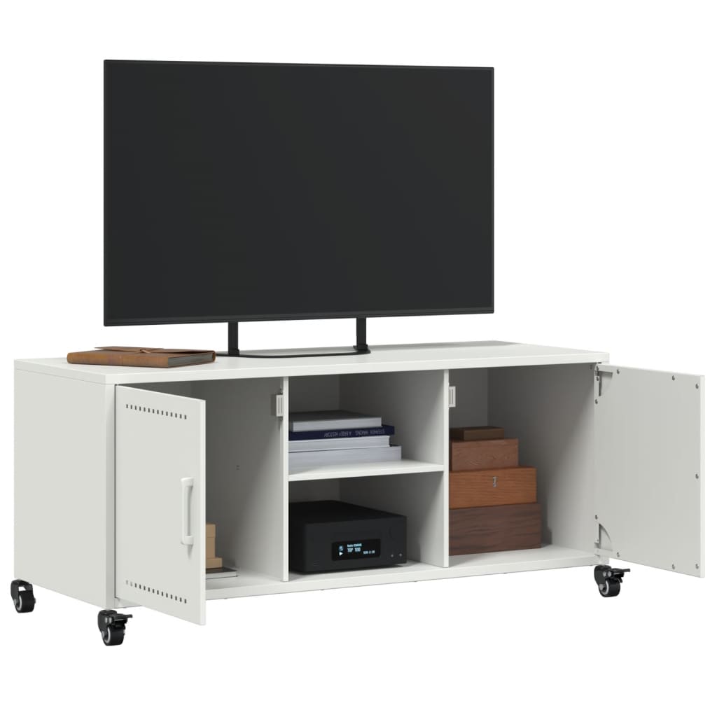 Meuble TV blanc 100,5x39x43,5 cm acier - XIOS