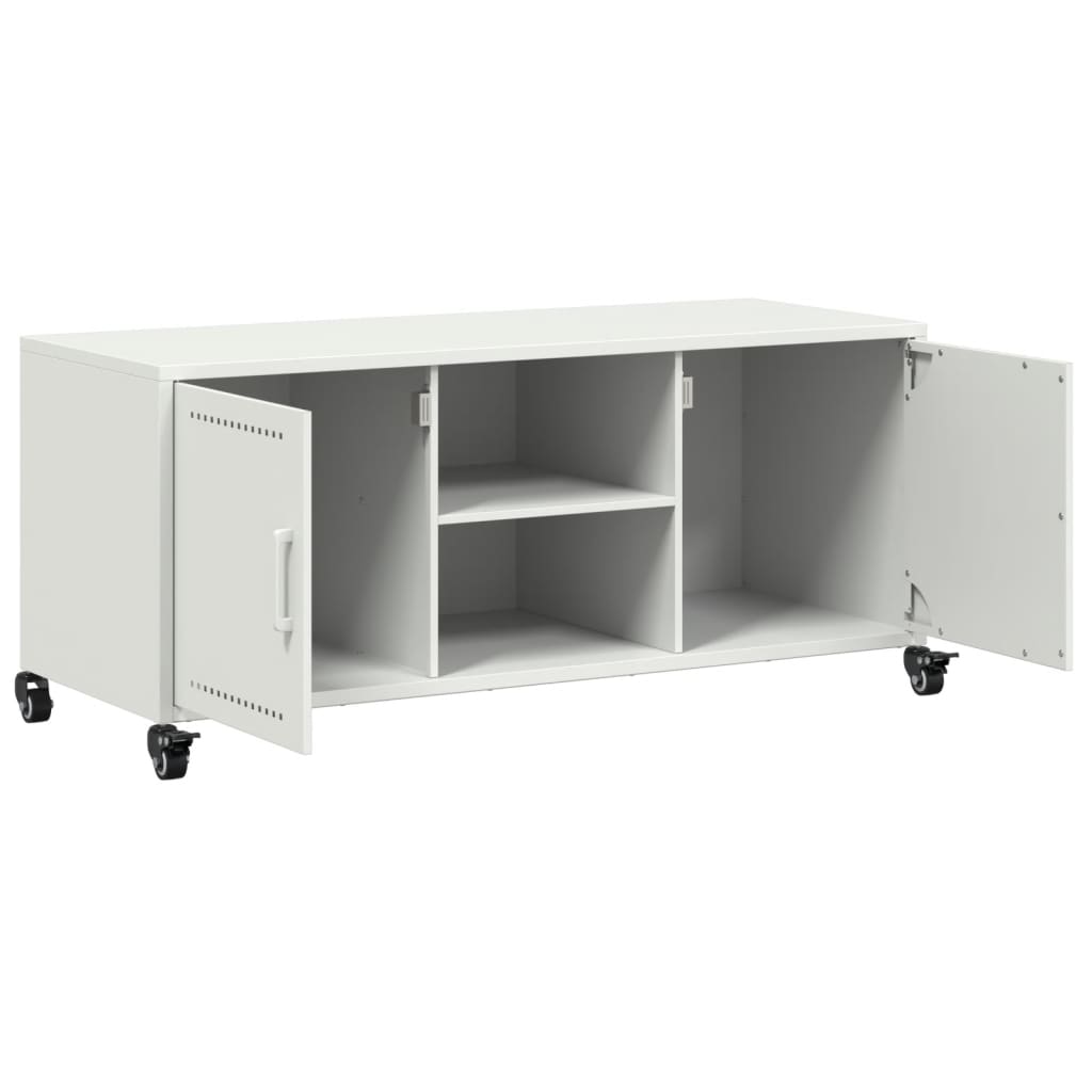 Meuble TV blanc 100,5x39x43,5 cm acier - XIOS
