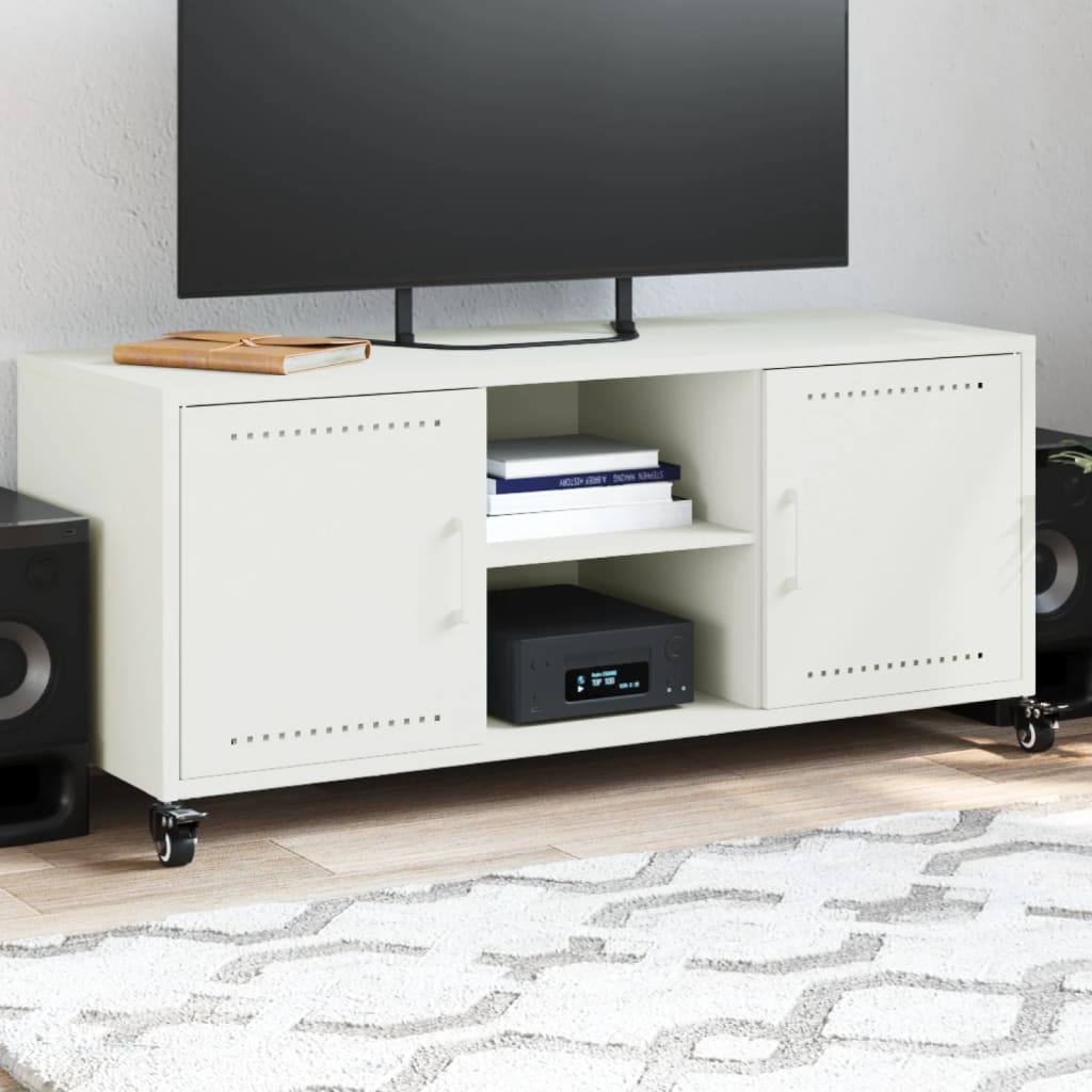 Meuble TV blanc 100,5x39x43,5 cm acier - XIOS