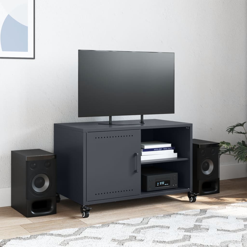 Meuble TV anthracite 68x39x43,5 cm acier - XIOS