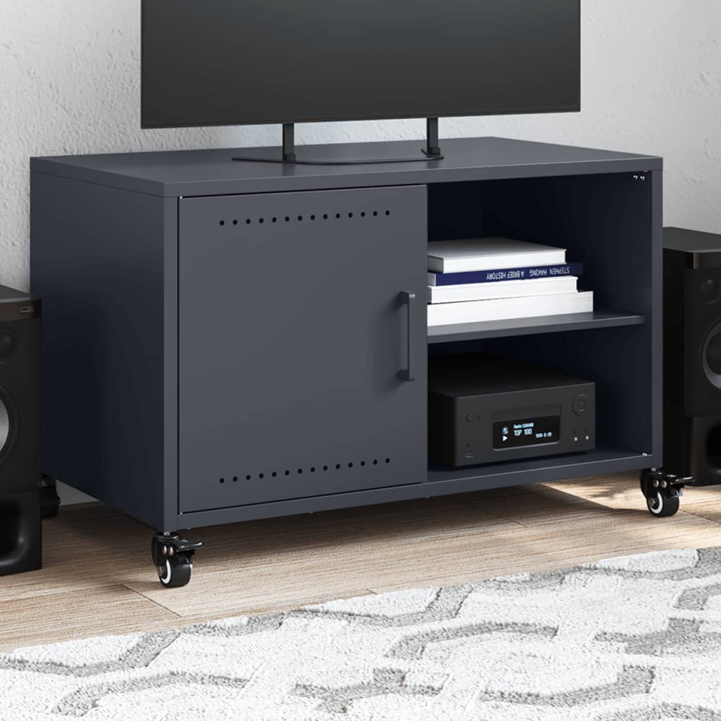 Meuble TV anthracite 68x39x43,5 cm acier - XIOS