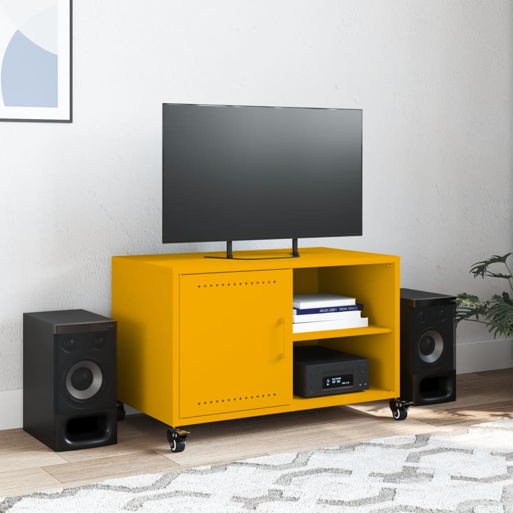 Meuble TV jaune moutarde 68x39x43,5 cm acier - XIOS