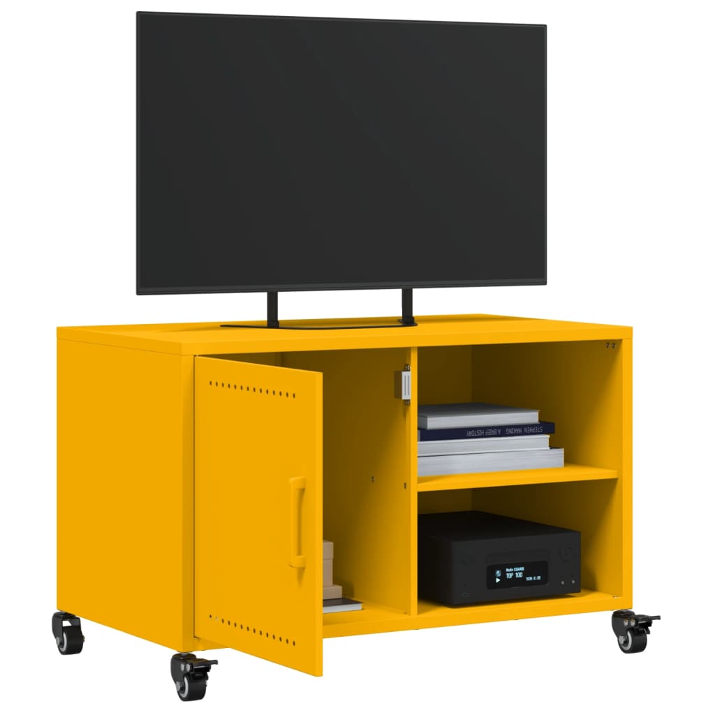 Meuble TV jaune moutarde 68x39x43,5 cm acier - XIOS
