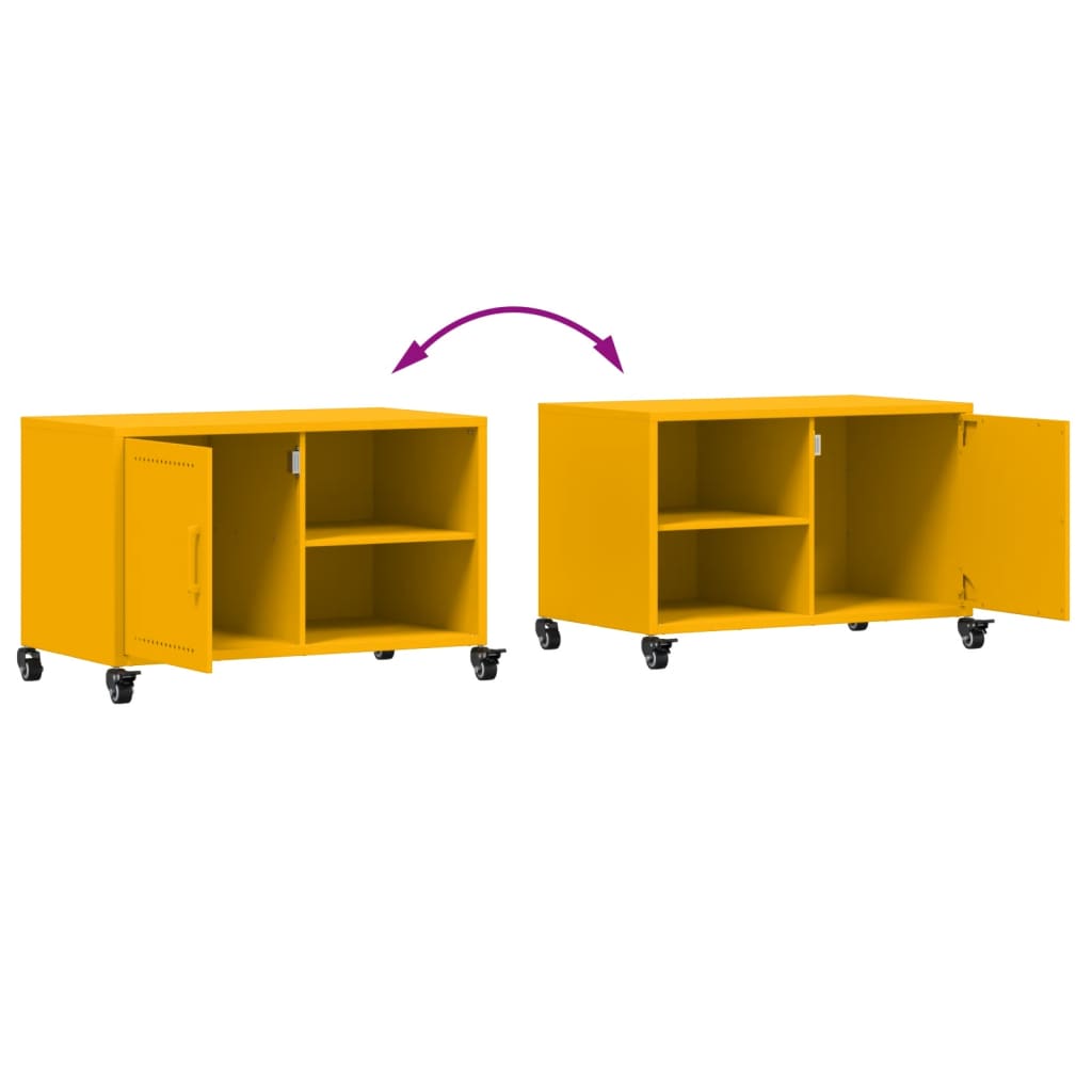 Meuble TV jaune moutarde 68x39x43,5 cm acier - XIOS