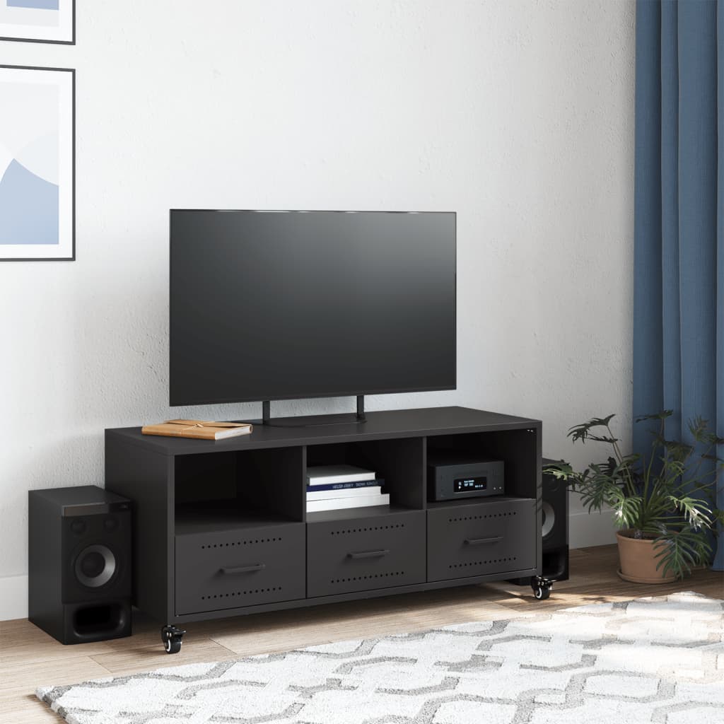 Meuble TV noir 100,5x39x43,5 cm acier - XIOS