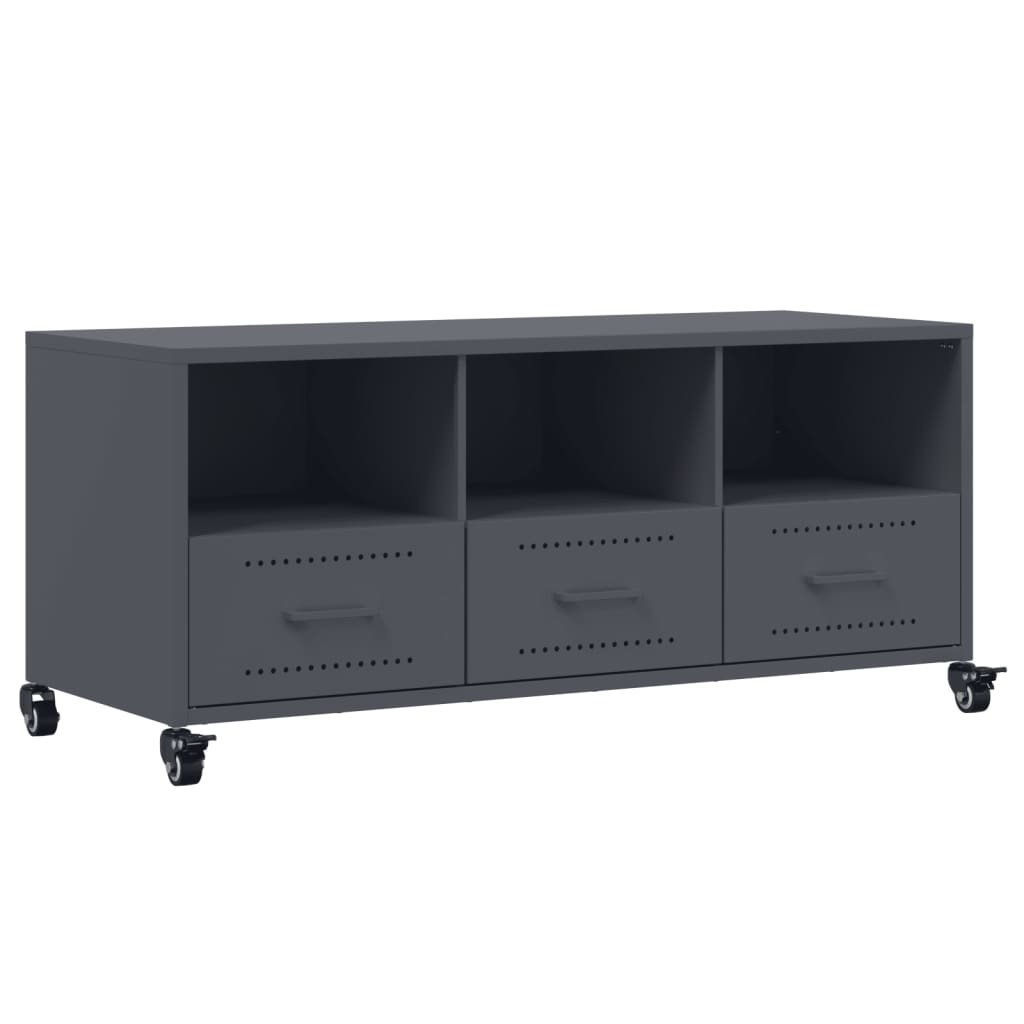 Meuble TV anthracite 100,5x39x43,5 cm acier - XIOS