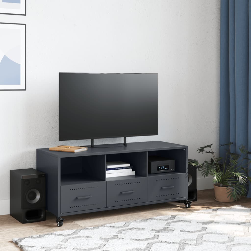 Meuble TV anthracite 100,5x39x43,5 cm acier - XIOS