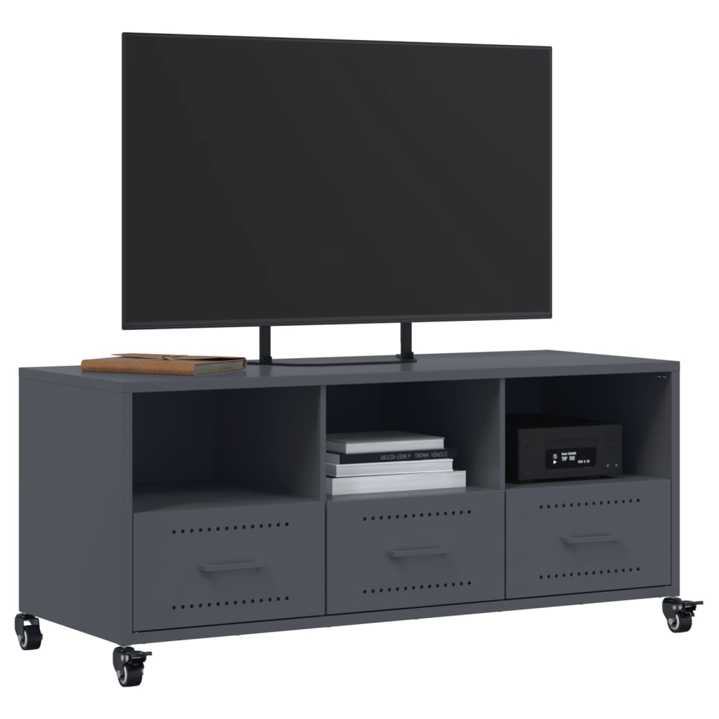 Meuble TV anthracite 100,5x39x43,5 cm acier - XIOS